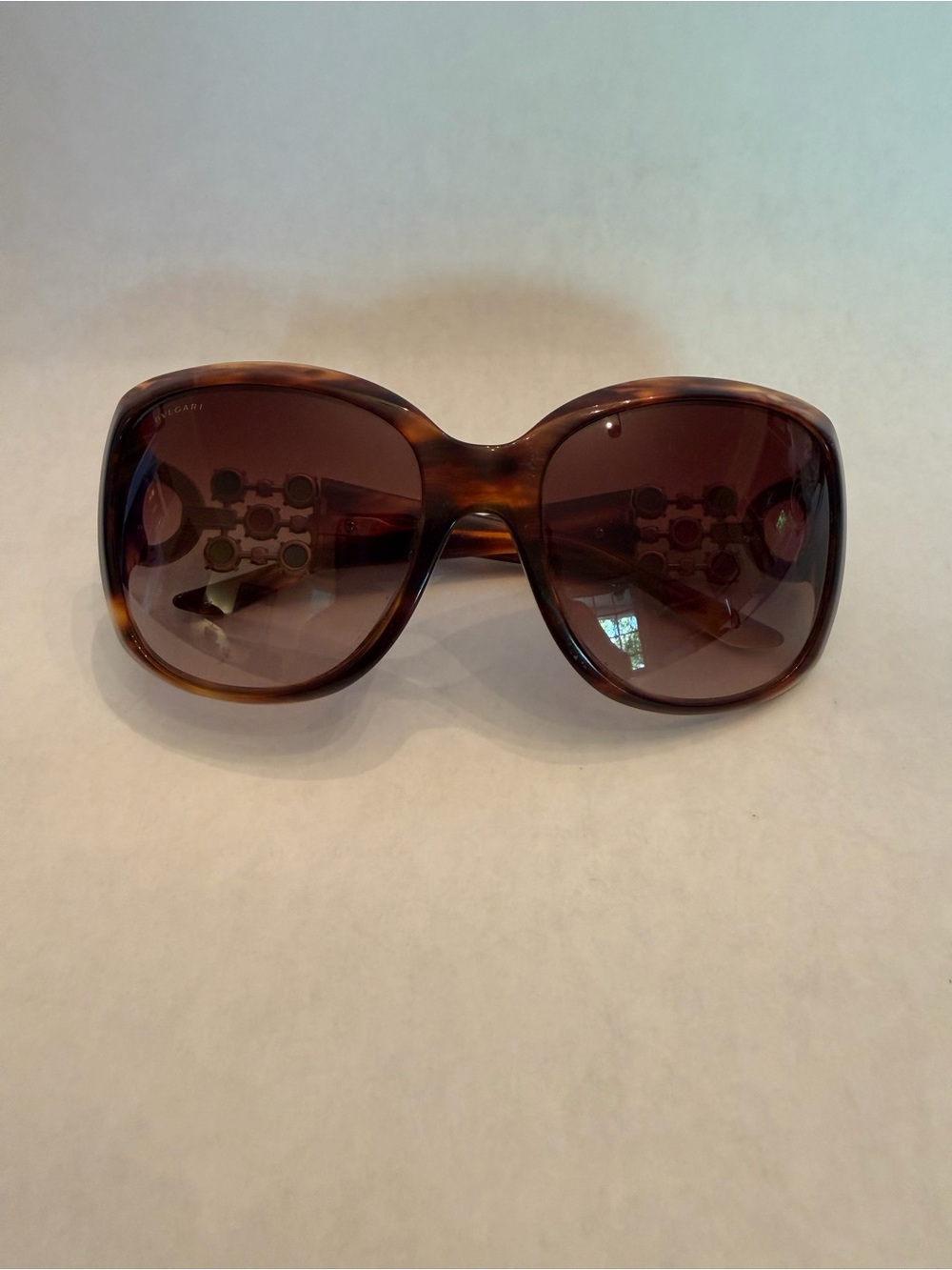 Bvlgari Tortoiseshell Oversized Sunglasses with Brown Gradient Lenses